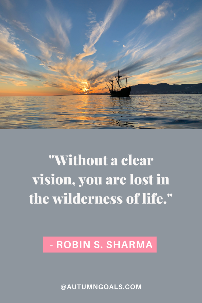 "Without a clear vision, you are lost in the wilderness of life." - Robin S. Sharma