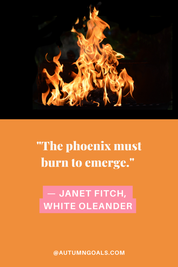 "The phoenix must burn to emerge." — Janet Fitch, White Oleander