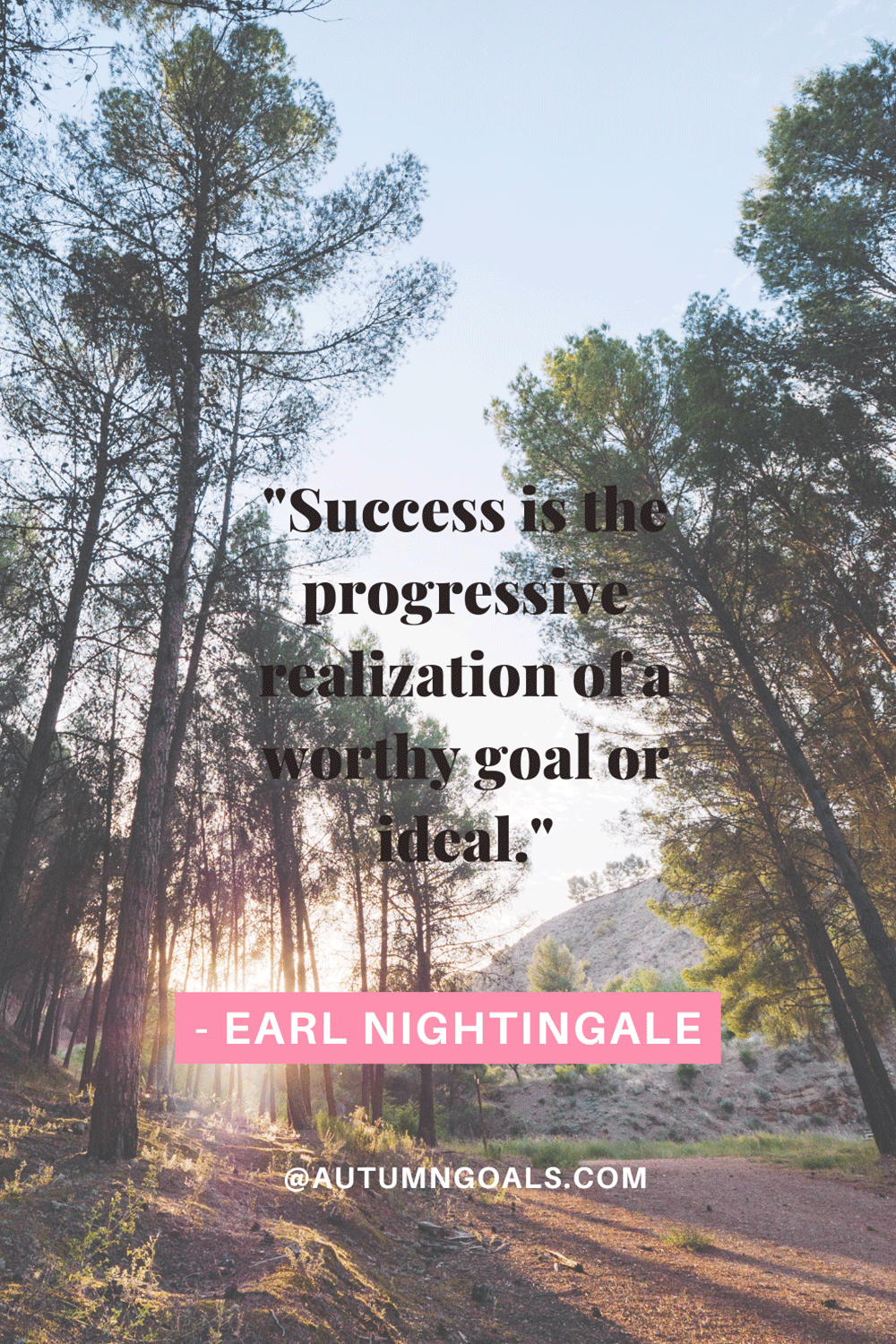 "Success is the progressive realization of a worthy goal or ideal." - Earl Nightingale