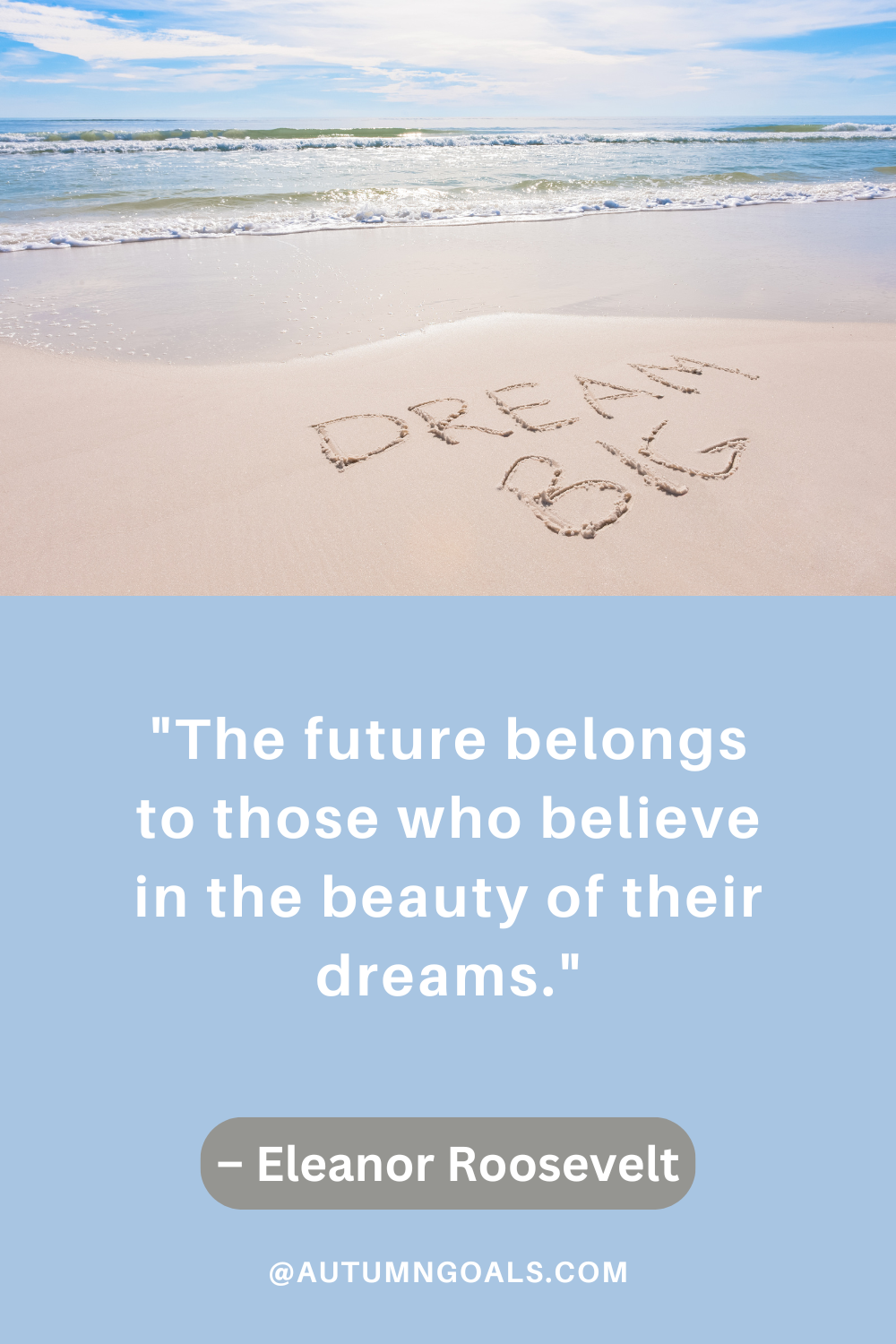 "The future belongs to those who believe in the beauty of their dreams." – Eleanor Roosevelt