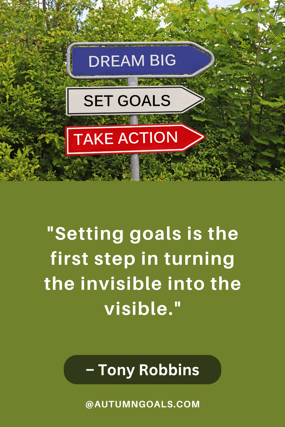 Setting goals is the first step in turning the invisible into the visible