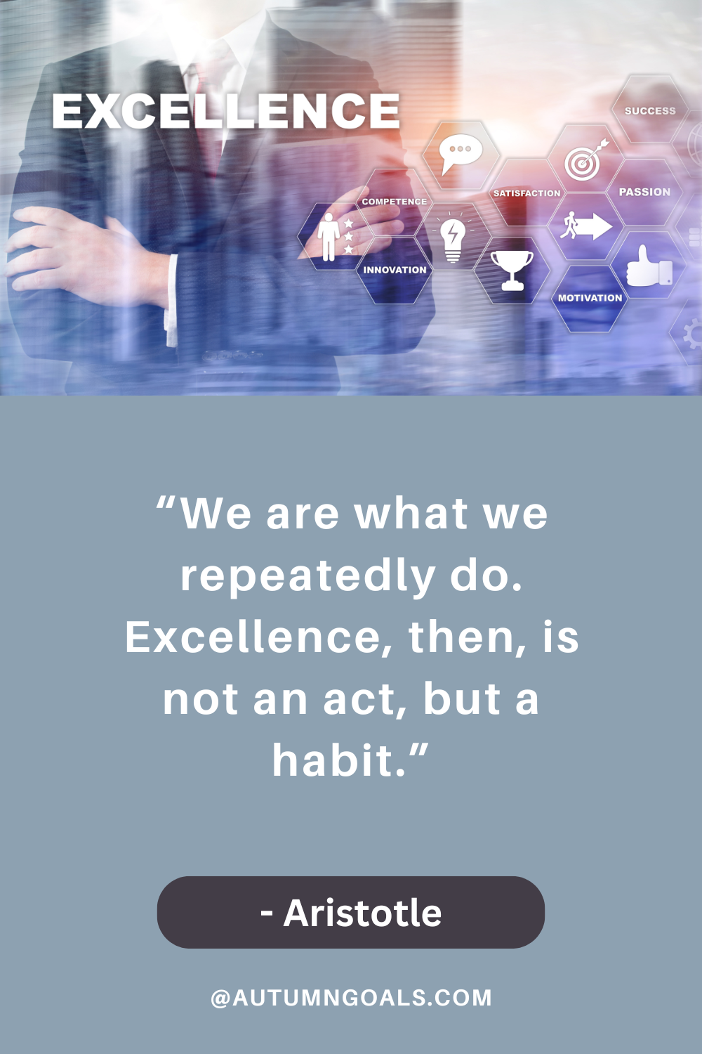 “We are what we repeatedly do. Excellence, then, is not an act, but a habit.” - Aristotle