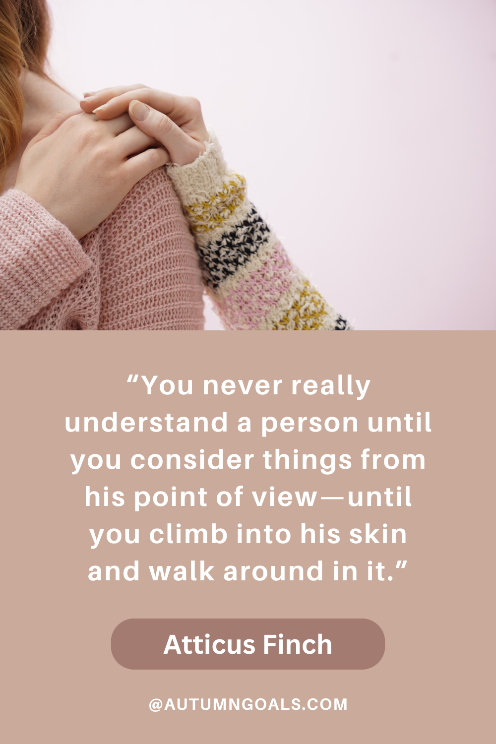 “You never really understand a person until you consider things from his point of view—until you climb into his skin and walk around in it.” - Atticus Finch