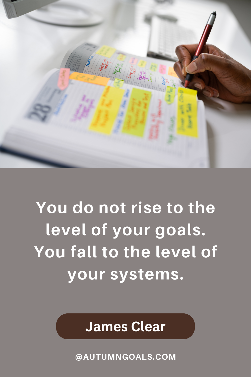 "You do not rise to the level of your goals. You fall to the level of your systems." - James Clear