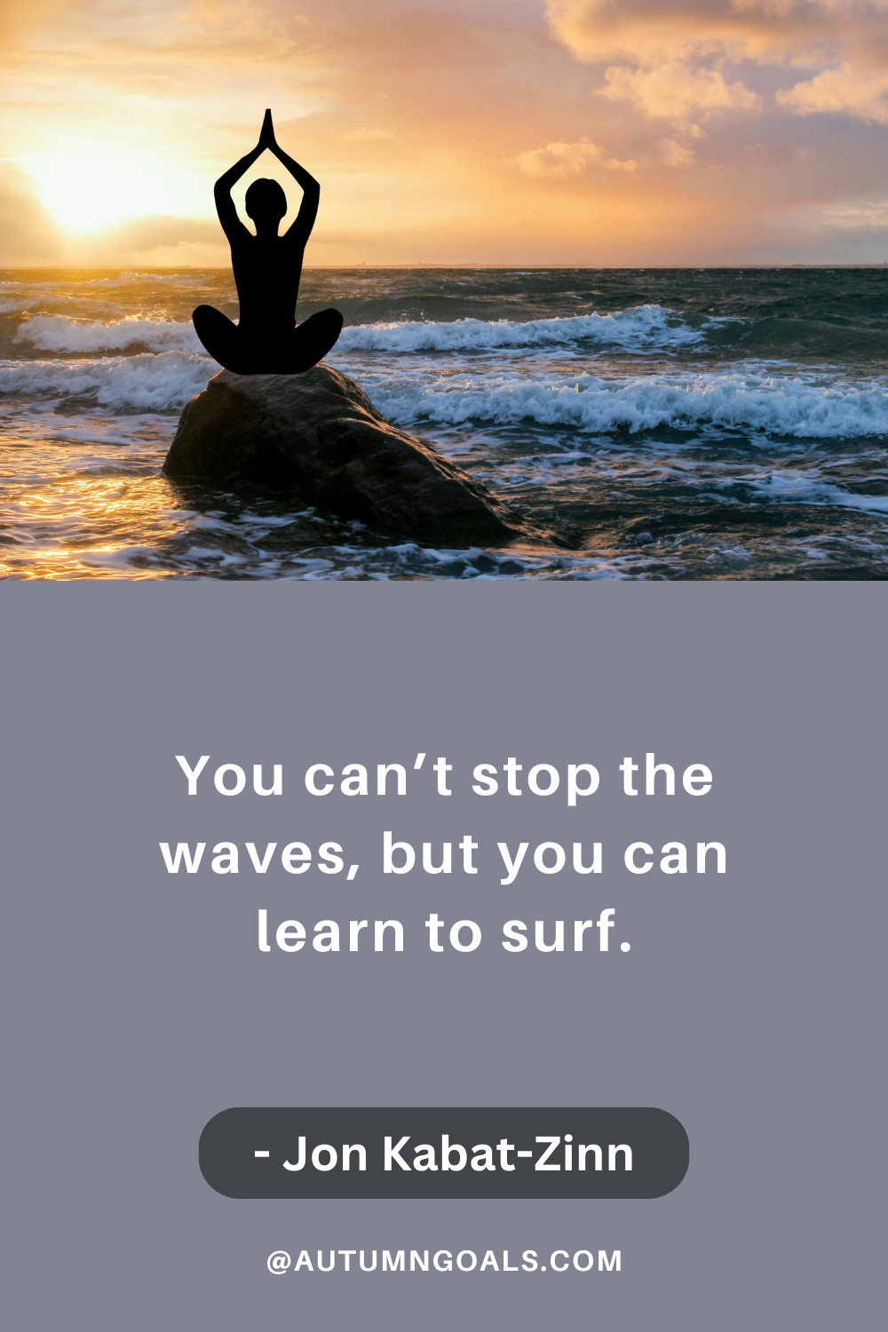 "You can’t stop the waves, but you can learn to surf." - Jon Kabat-Zinn